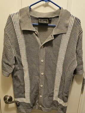 Men's Grey/White Massive Luxury Edition Crochet Sweater. Medium